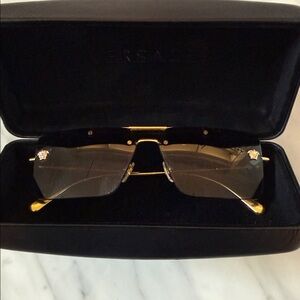 Versace Gold and Black Designer Sunglasses